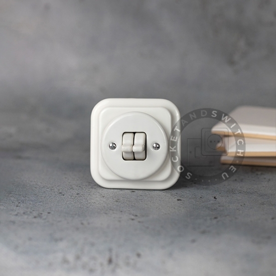 Flush-Mounted Double Light Ceramic Toggle Switch / 2 Gang One-Way Switch