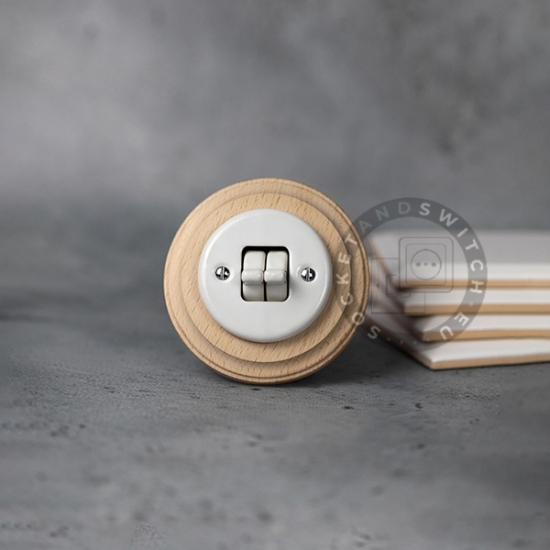 Flush-Mounted  Double Stairs Light Ceramic Toggle Switch / 2 Gang Two-Way Switch