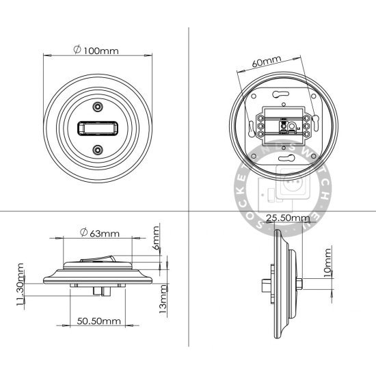 Flush-Mounted Single Light Rocker Switch / 1 Gang One-Way Switch