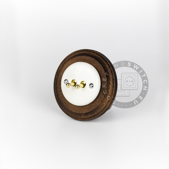 Flush-Mounted Double Light Metal Toggle Ceramic Switch