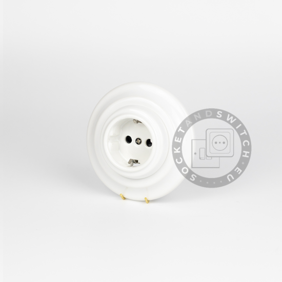 Flush-Mounted Porcelain Schuko Socket Type / Earthed Power Socket