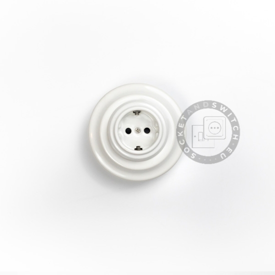 Flush-Mounted Porcelain Schuko Socket Type / Earthed Power Socket