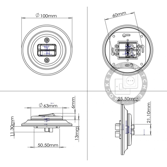 Flush-Mounted Rocker Shutters Switch / Roller Blinds Switch