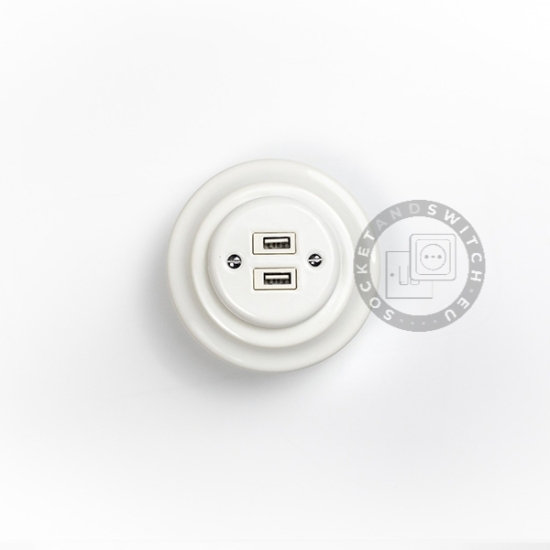 Flush-Mounted Porcelain USB Socket